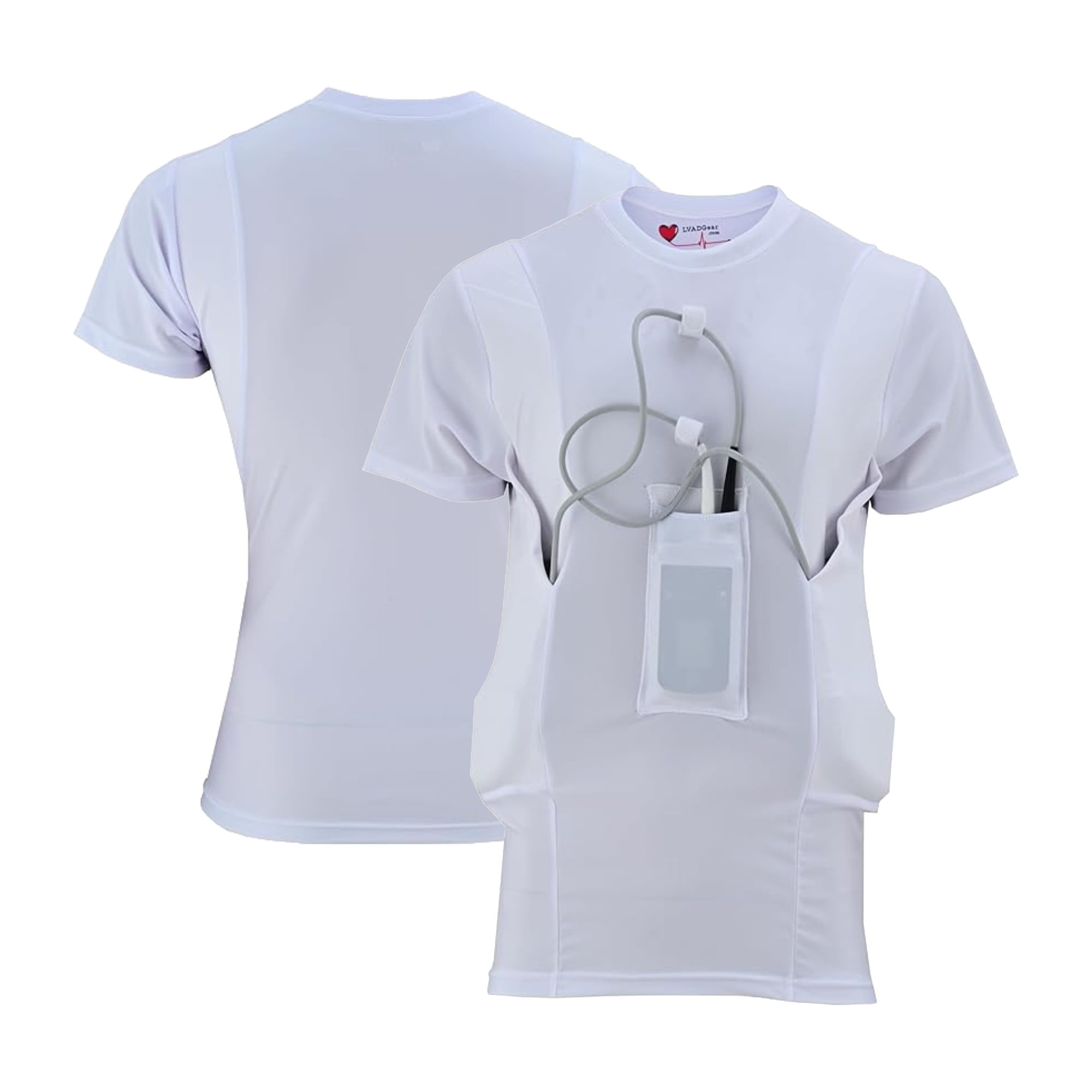 LVAD Heartmate 2 & 3 Men's Shirt – Premium LVAD Clothing for Men | Comfortable Heartmate 3 LVAD Gear & Medical Wear White 3XL