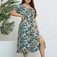 thumbnail image 4 of Summer Dresses for Womens 2026 Fashion Oversize Casual Off-The-Shoulder Vintage Short Sleeve Print Dresses Gift for Women, 4 of 8