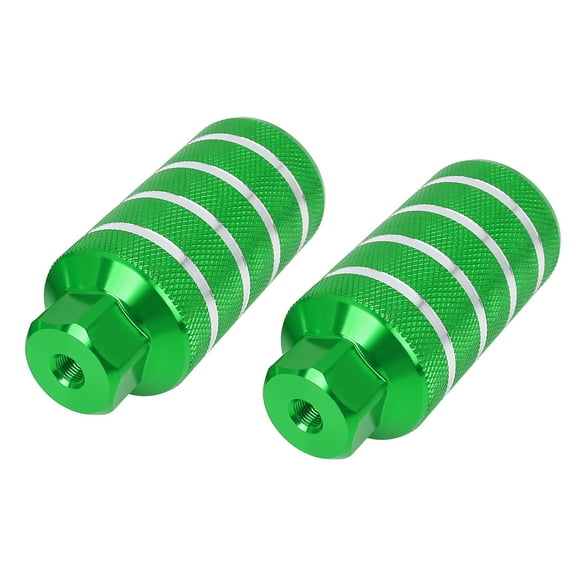 Motoforti Pair Aluminum Alloy Stripe Cylinder Axle Rear Foot Pegs Footrests for Bike Fit 3/8" 110x50mm Green