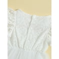 thumbnail image 6 of Wassery Toddler Little Girls Dress  Short Sleeve Floral Lace Layered Birthday Princess Dress Summer Casual Ruffles Tulle A-Lined Dress 12M-5T, 6 of 9