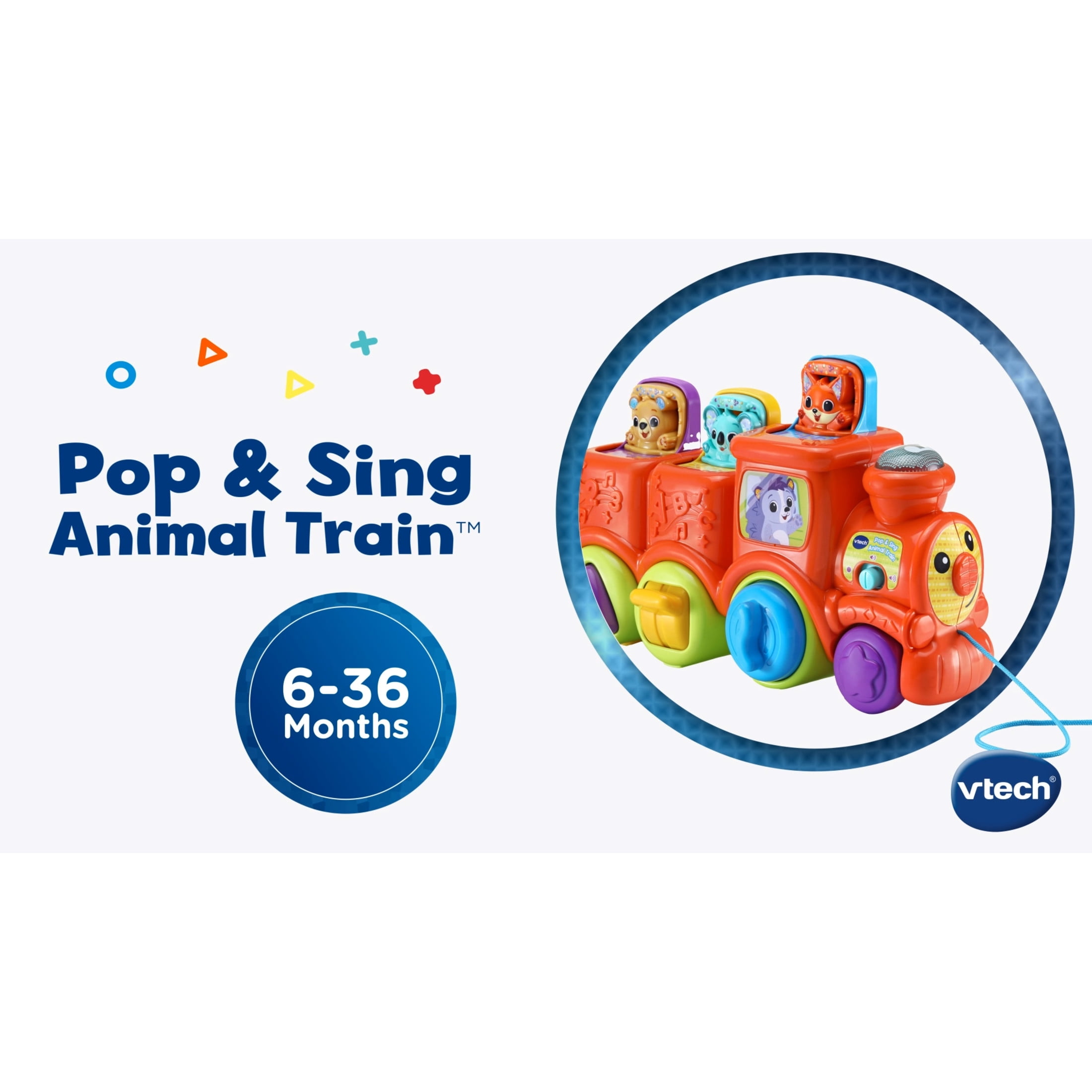 VTech Pop & Sing Animal Train for Ages 6-36 Months, Interactive Musical Push & Pull Toy