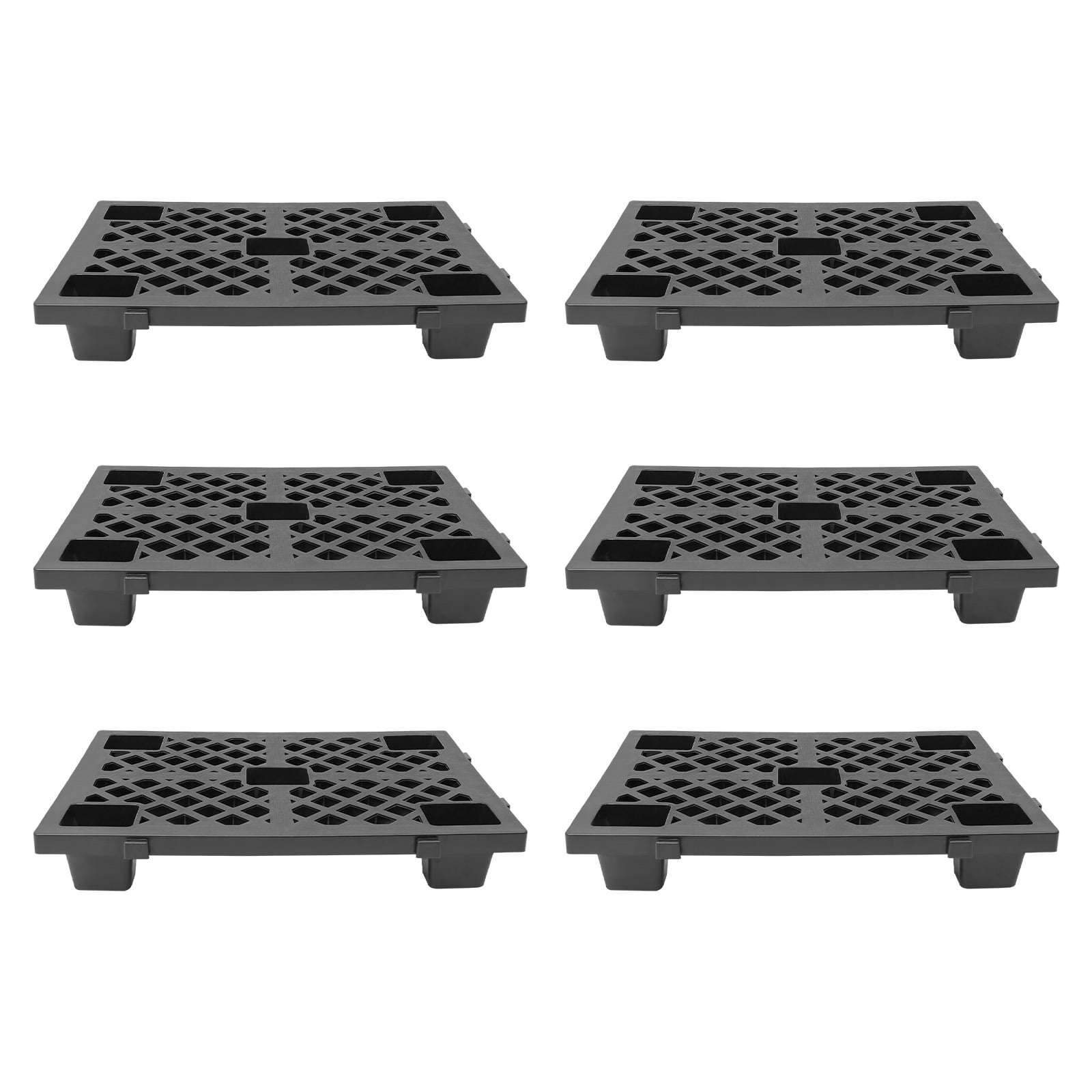 Plastic Pallets, 6 Pcs Interlocking Storage Pallets Black