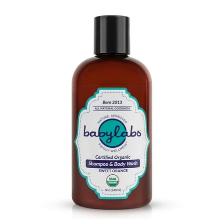 BABYLABS USDA Certified Organic Gentle Baby Shampoo & Body Wash (Sweet Orange)