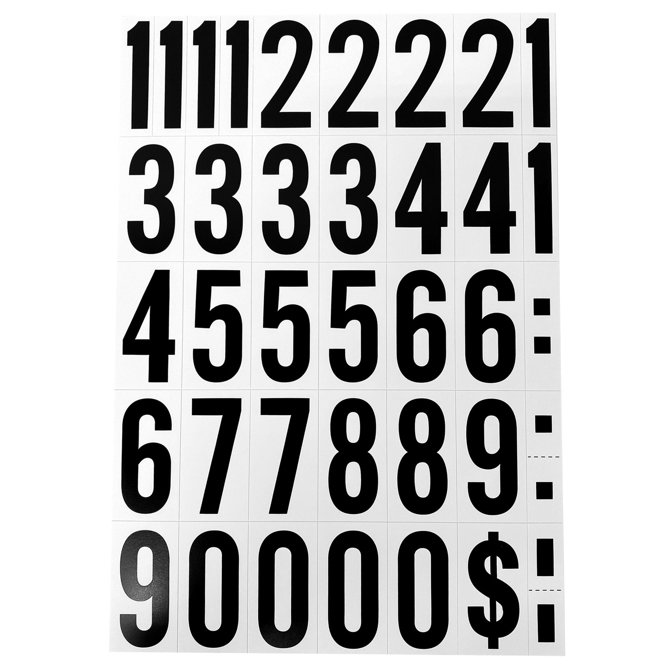 (4 pack) Hy-Ko MM-7N 2" Vinyl Self-Stick Numbers, Black on White, 39-Piece Set