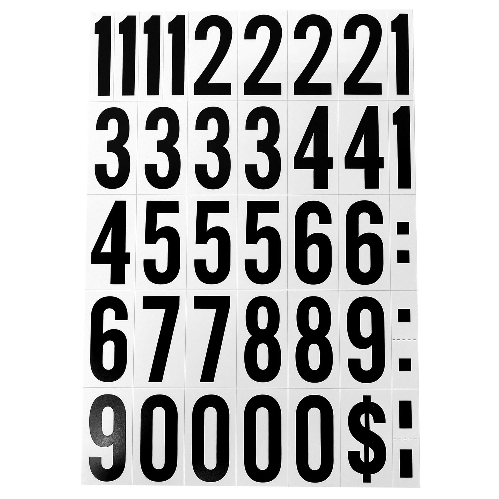 Hy-Ko MM-7N 2" Vinyl Self-Stick Numbers, Black on White, 39-Piece Set