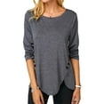 thumbnail image 1 of UKAP Camiseta para mujer Camiseta con dobladillo irregular Camiseta de manga larga Jersey holgado para estar en casa, 1 of 2