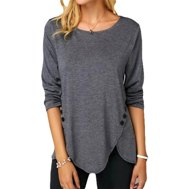 Sexy Dance Camiseta con dobladillo Irregular para mujer, camiseta elegante, jersey de trabajo suelto para mujer