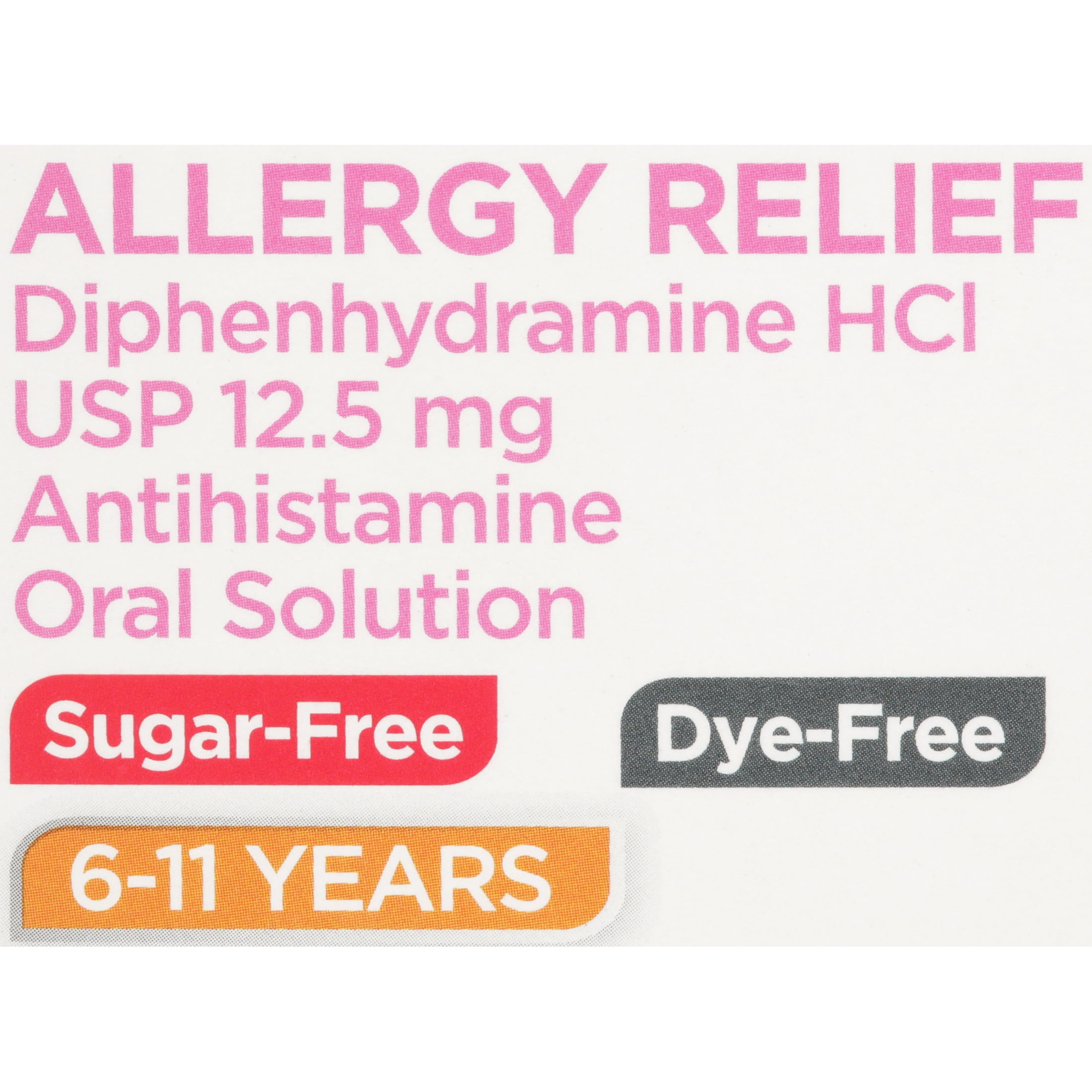 Equate Children's Allergy Relief Diphenhydramine HCl Antihistamine Oral Solution, Natural Cherry Flavor, 4 fl oz