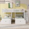 thumbnail image 2 of Triple Bunk Bed Full Over Twin & Twin, Wood Triple Bed Frame with 7 Storage Drawers, Stairway Bunk Beds with Safety Guardrails, 3 In 1 Triple Bunk Bed for Kids Teens Adults, White, 2 of 7