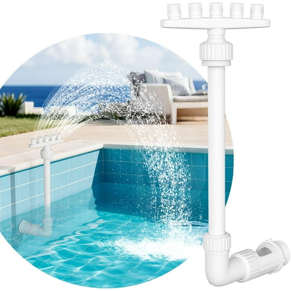 Adjustable Pool Fountain with 5 Spray Heads – 360° Direction Control, Energy-Efficient Cooling Waterfall Sprinkler & Aerator for Above/In-Ground Pools – Decorative Water Feature