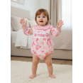 thumbnail image 6 of BemeyourBBs Baby Girl My First Birthday Outfit Clothes 1st Birthday Romper with Bow Long Sleeve Cupcake Print Bodysuit, 6 of 9