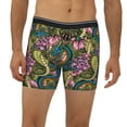 thumbnail image 2 of Salouo Snake And Flower Pattern Men's Boxer Briefs, Soft & Breathable Underwear Elastic Waistband Briefs for Men,1-Pack, 2 of 7