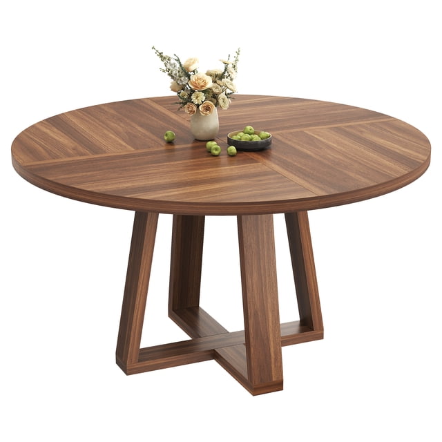 QinaQin 47 Inch Round Dining Table for 4-6, Farmhouse Circle Kitchen Table for Dining Room, Kitchen or Living Room, Table Only