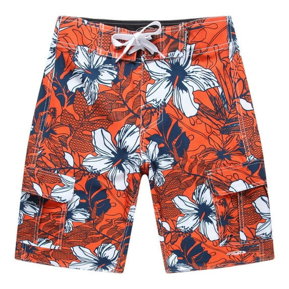 Men Boardshorts Swim Trunk in Orange Floral Size 38