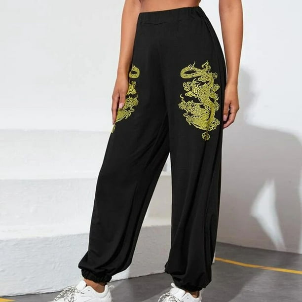 Long Pants For Women Women Trendy Printed Sweatpants Workout Home Joggers  Pants With Pockets Black L JE 