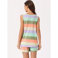 thumbnail image 3 of DARING DIVA Women's 2-Piece Rainbow Tank Tops with Shorts Stripe Pajama Set 3XL Brown, 3 of 6