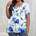 thumbnail image 2 of Pisexur Hauts pour Femmes, Hauts d'Été pour Femmes, Hauts Grande Taille pour Femmes, Hauts pour Dames Mode Été Sexy Imprimé Manches Courtes Col Rond Multicolore, 2TG, 2 of 7