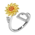 thumbnail image 5 of Censtreet Silver Fidget Rings, Adjustable Open Cubic Zirconia Sunflower Ring, Spinning Anxiety Rotating Finger Ring, Crystal Rhinestone Jewelry Gifts for Women, 5 of 9