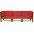 thumbnail image 1 of Noble House Canapé Modulaire en Bois d'Acacia pour Extérieur avec Coussins Teck et Rouge, 1 of 16