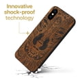 thumbnail image 3 of Case Yard Wooden Case for iPhone-X Soft TPU Silicone cover Slim Fit Shockproof Wood Protective Phone Cover for Girls Boys Men and Women Supports Wireless Charging Wolf Face Full Design, 3 of 7