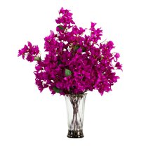 Nearly Natural 30in. Artificial Bougainvillea Arrangement in Glass Vase