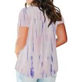 thumbnail image 3 of Horkkom Womens Plus Size Tops Casual Print Short Sleeve V-Neck with Button Loose Tops T-Shirt Blouse, 3 of 5