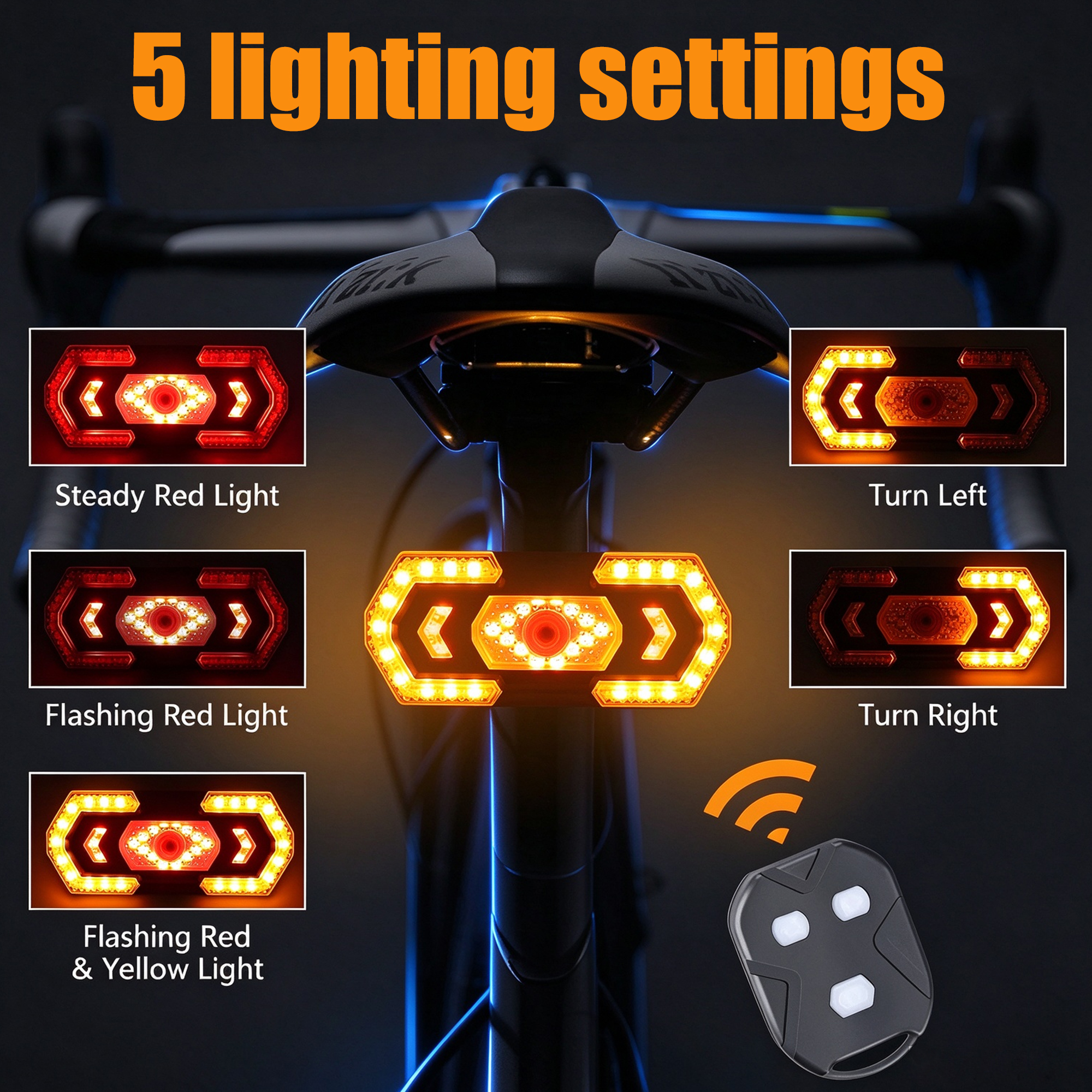 BUSATIA Bike Tail Light with Wireless Remote Turn Signals photo 2