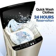 GGTB Portable Washing Machine for Apartments, 20 lbs Full Automatic Clothes Washer Machine,1.9 Cu.ft Top Load Washer with 10 Wash Programs/8 Water Levels, Coffee Gold