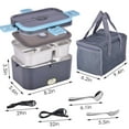 thumbnail image 3 of Electric Lunch Box Food Heater for Work, 100W Heated Lunch Box for Adults, Portable Food Warmer with 2 Packs Stainless Steel Containers for Car, Office, School with Carry Bag 12V-24V 110V, 3 of 10