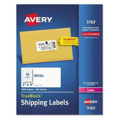 48163 Avery White EcoFriendly Shipping Labels Box of 1000 2 x 4 Inches