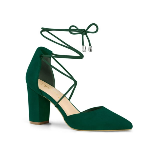 BLISSFUL STEP Escarpins à Lacets pour Femmes à Bout Pointu à Talons Épais
