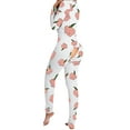 thumbnail image 3 of Qiylii Women's Sleeping Romper Long Sleeve Deep V-Neck Printed Christmas Pajamas, 3 of 5