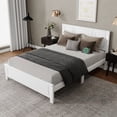 thumbnail image 2 of Sesslife Queen Size Bed Frame with Headboard & Footboard, Wood Platform Bed with Built-in LED Lights, Charging Station, Modern Farmhouse Queen Bed Frame with Slats, No Box Spring Needed, White, 2 of 11