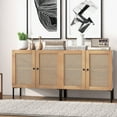 thumbnail image 2 of Costway Ensemble de 2 Buffets Bahuts en Rotin Armoire à Vin Placard avec Tablette Réglable Chêne, 2 of 9