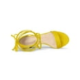 thumbnail image 4 of BLISSFUL STEP Women's Open Toe Lace up Sandals Mid Block Heels Sandals Yellow 6, 4 of 7