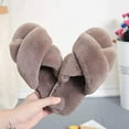 thumbnail image 5 of Womens Soft Plush Fuzzy Slippers Open Toe Warm Comfy Indoor Outdoor Shoes, 5 of 7