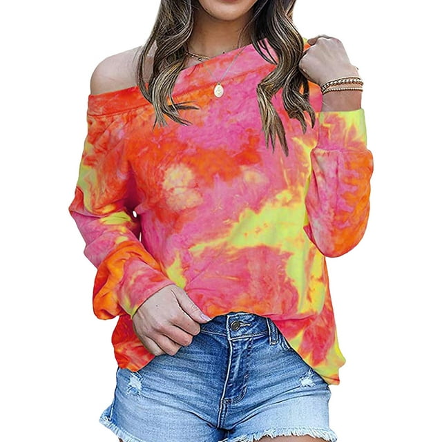 Sweat-shirt à Manches Longues Imprimé Arc-en-Ciel pour Femmes