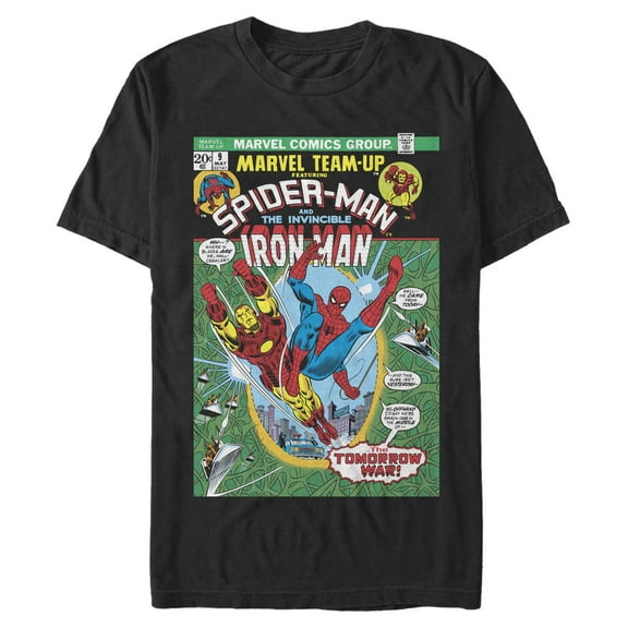 Men's Marvel Spider-Man and Iron Man Team Up Cover Graphic T-Shirt