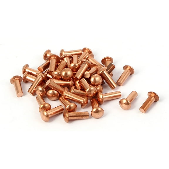 3mm x 8mm Round Shaft Copper Solid Rivets Fasteners Hardware Gold Tone 40 Pcs