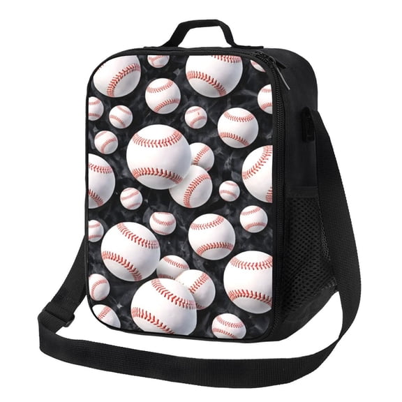 Baseball Lunch Bag Insulated Thermal Lunch Box with Shoulder Strap & Handle for Women and Men