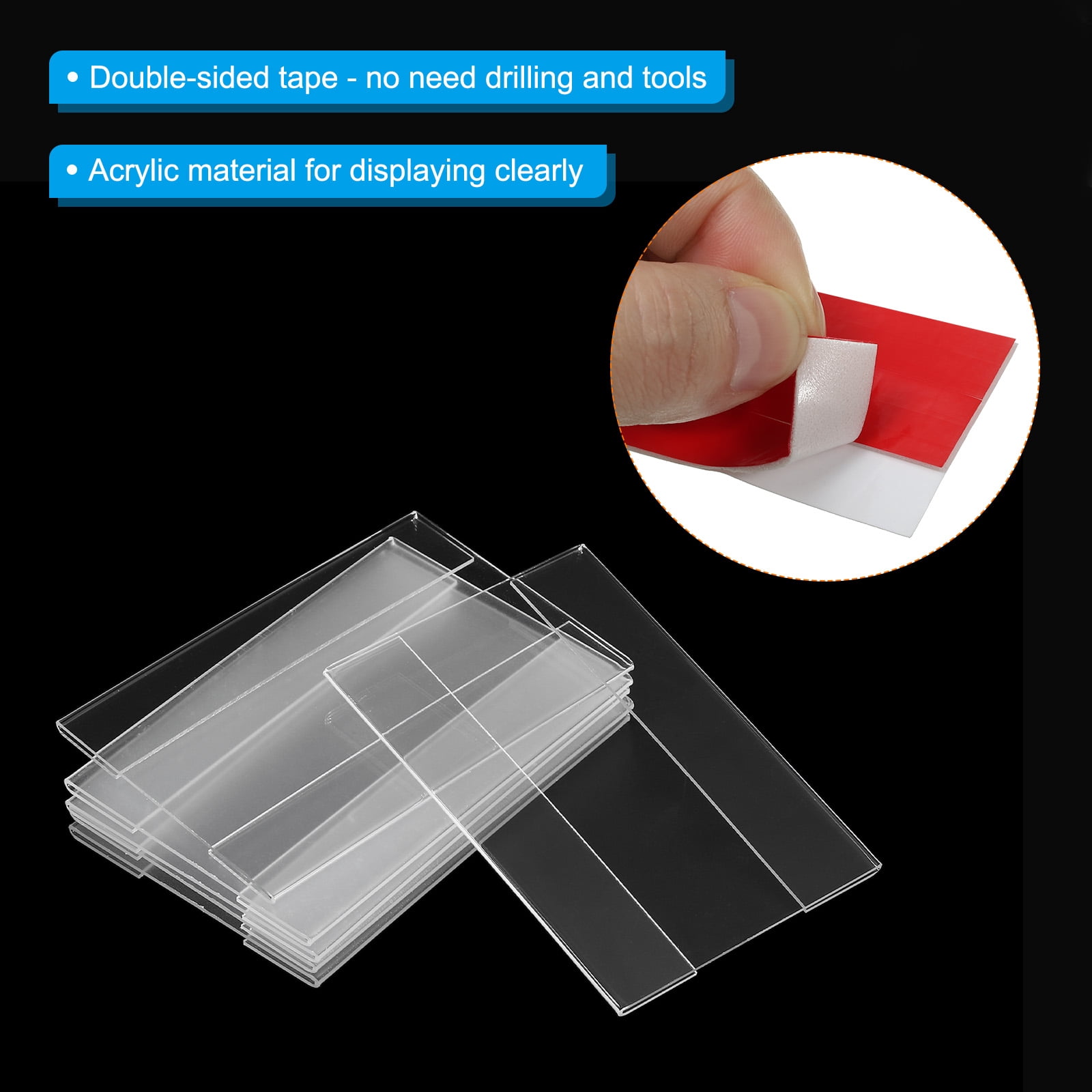 Unique Bargains Wall Mount Acrylic Sign Holder with Tape Adhesive for Displaying 3.5"x4.5"