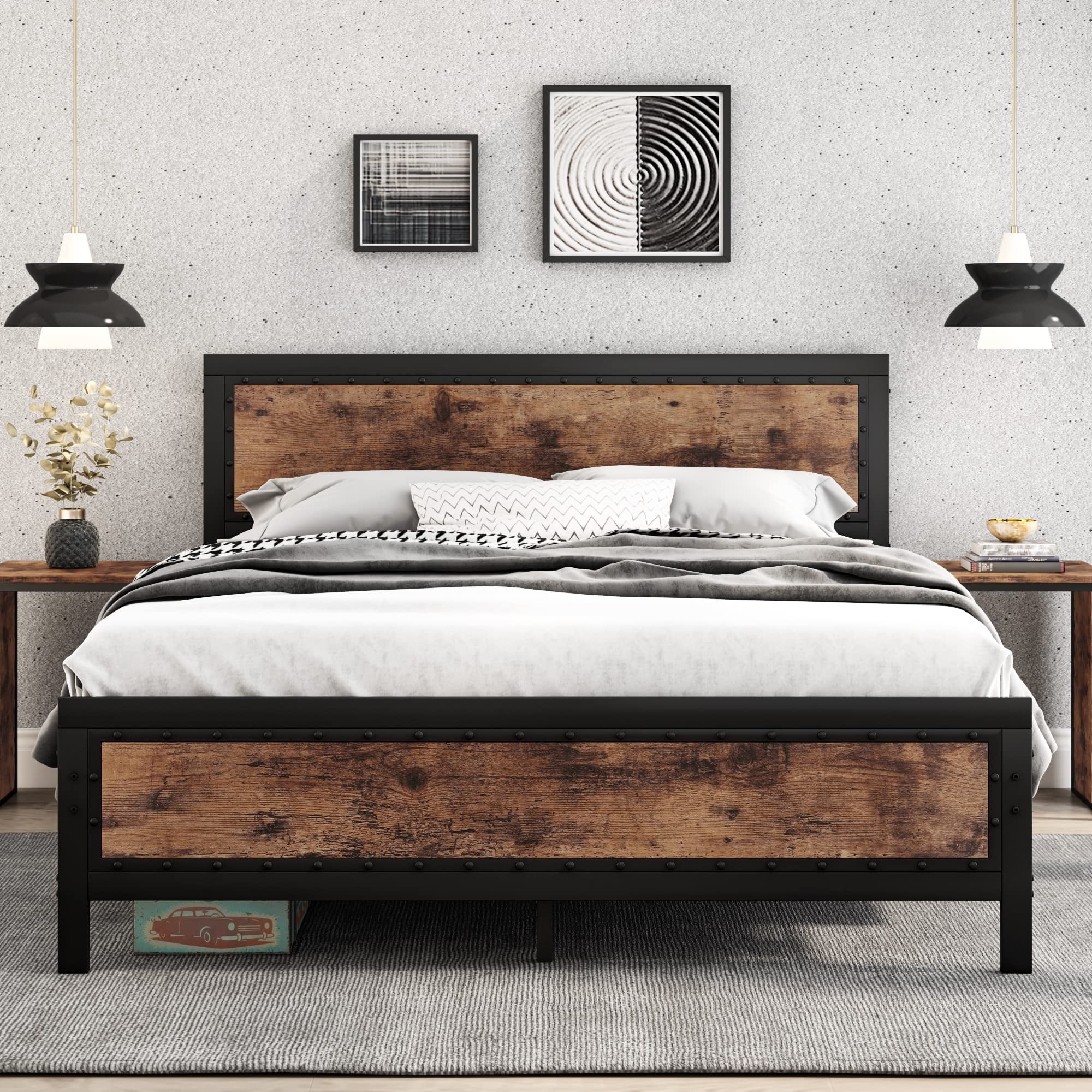 Homfa Full Size Metal Platform Bed Frame with Rivet Australia Ubuy