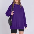 thumbnail image 5 of ECHFIPROM Womens Hoodies with Pocket Oversized Long Sleeve Purple Solid Color Casual Womens 1/4 Zip Hooded Daily Basic Top,M, 5 of 7