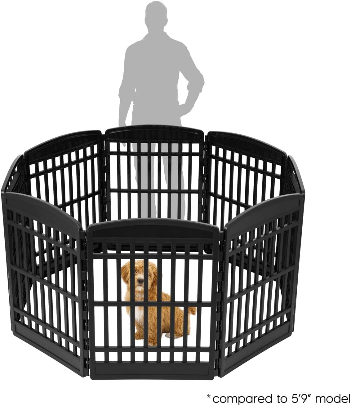 IRIS 34" Exercise 8-Panel Pet Playpen, Dog Playpen, for Medium and Large Dogs, Easy Assemble, Fold It Down