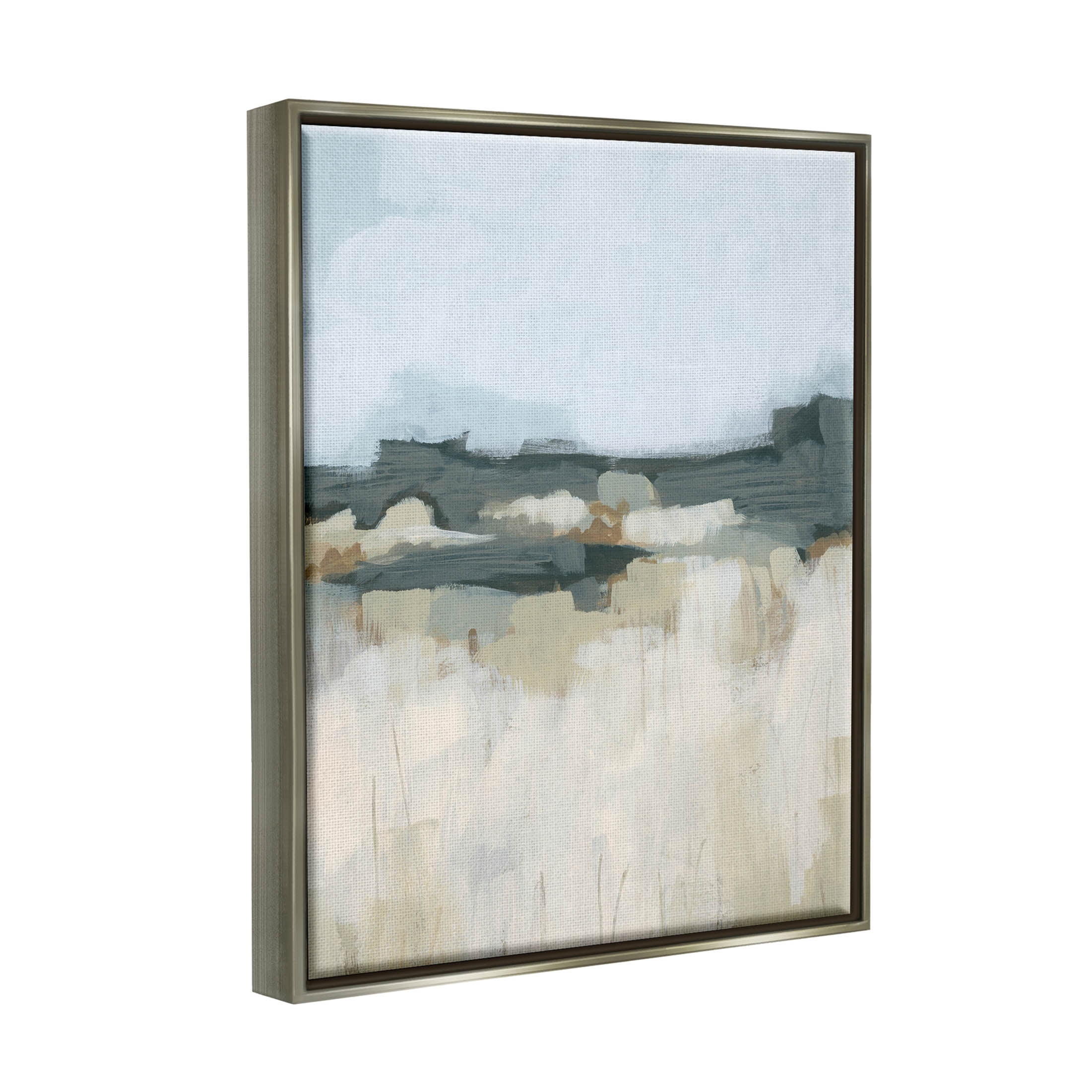 Stupell Industries Abstract Rural Field Landscape Painting Luster Gray Floating Framed Canvas Print Wall Art, Design by June Erica Vess