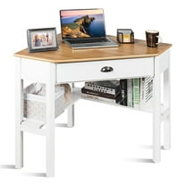 Giantex Writing & Study Corner Computer Desk, Laptop PC Table, Wood Home Office Desk, Study Workstation, Natural
