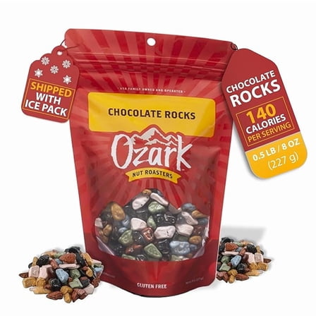 OZARK NUT ROASTERS, Chocolate Rocks, Coated-Choco Flavored Snacks, World-Class Gourmet Blended Chocolate Rocks, (8 oz) 1-Pack