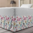 thumbnail image 1 of Birthday Bed Skirt, Cheerful Spotty Pattern with Coffee and Sweets Heart Shaped Flowers Birds Cherries, Elastic Bedskirt Dust Ruffle Wrap Around for Bedding Decor, 4 Sizes, Multicolor, by Ambesonne, 1 of 2