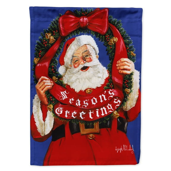 Carolines Treasures PJH3031CHF Santa Claus Seasons Greetings Flag Canvas House Size  Large multicolor