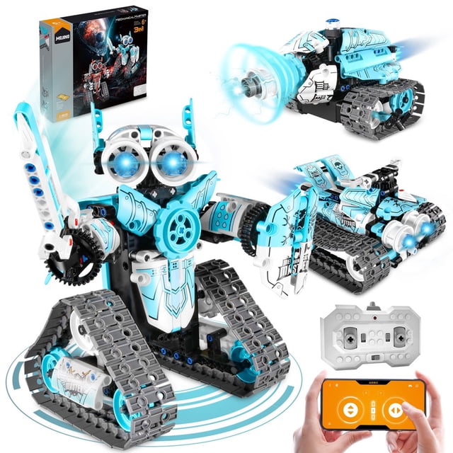 HLONK 3-in-1 Remote Control Robot Building Kit for Kids 398 Pieces